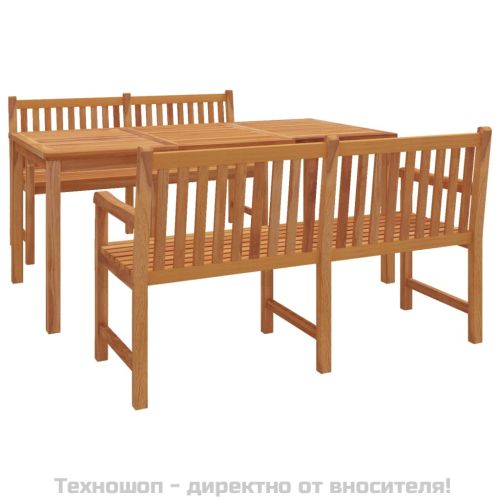 Градински трапезен комплект, 3 части, тиково дърво масив
