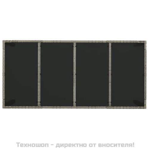 Градински трапезен комплект 7 части с възглавници сив полиратан