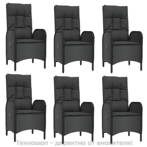Градински трапезен комплект възглавници 9 части черен полиратан