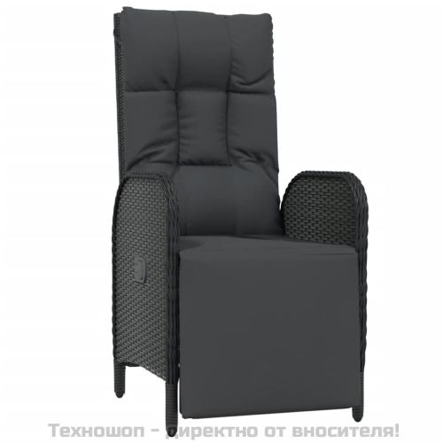 Градински трапезен комплект възглавници 9 части черен полиратан