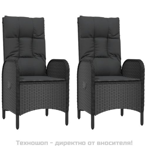 Градински трапезен комплект възглавници 5 части черен полиратан