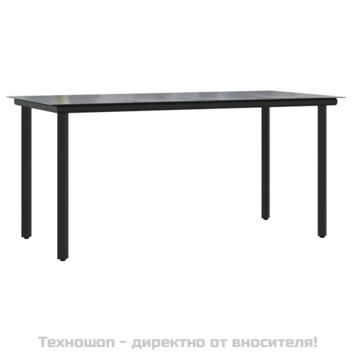 Градински трапезен комплект 7 части възглавници черен полиратан
