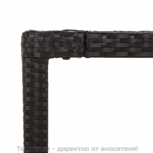 Градински трапезен комплект 7 части възглавници черен полиратан