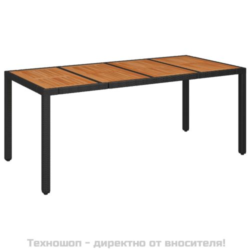 Градински трапезен комплект 7 части възглавници черен полиратан
