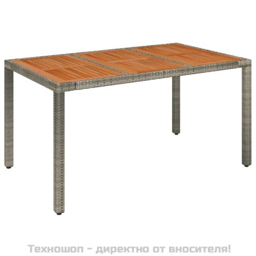 Градински трапезен комплект 7 части с възглавници сив полиратан