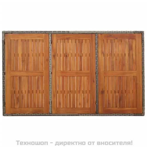 Градински трапезен комплект 7 части с възглавници сив полиратан