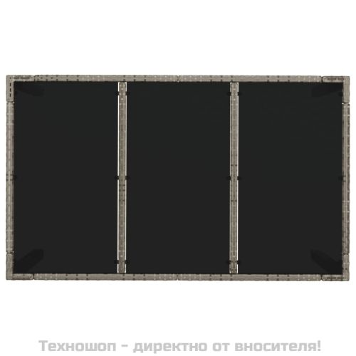 Градински трапезен комплект 7 части с възглавници сив полиратан