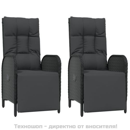 Градински трапезен комплект възглавници 5 части черен полиратан