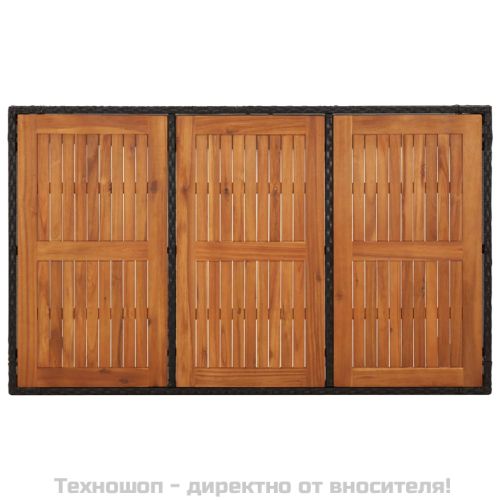 Градински трапезен комплект възглавници 5 части черен полиратан