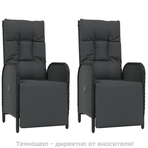 Градински трапезен комплект възглавници 9 части черен полиратан