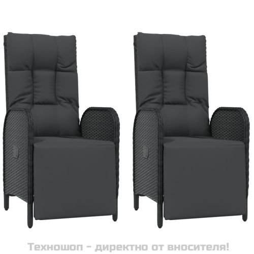 Градински трапезен комплект 7 части възглавници черен полиратан