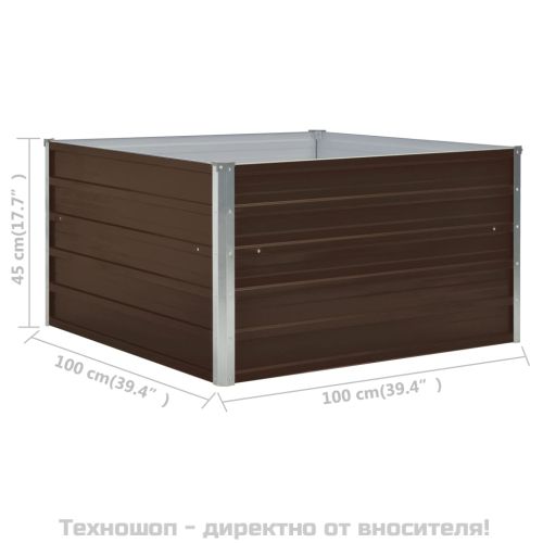 Повдигната леха, 100x100x45 см, поцинкована стомана, кафява