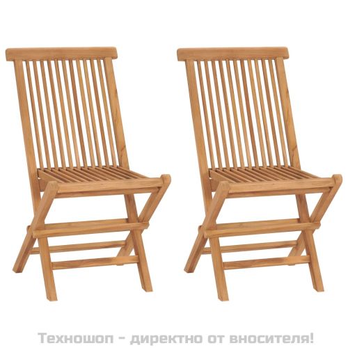 Сгъваеми градински столове, 2 бр, тиково дърво масив