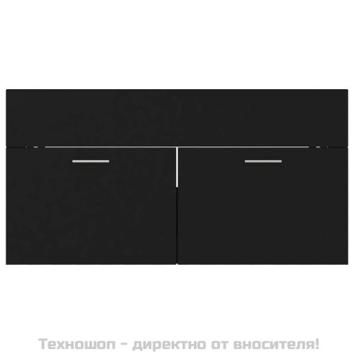 Долен шкаф за мивка, черен, 90x38,5x46 см, инженерно дърво