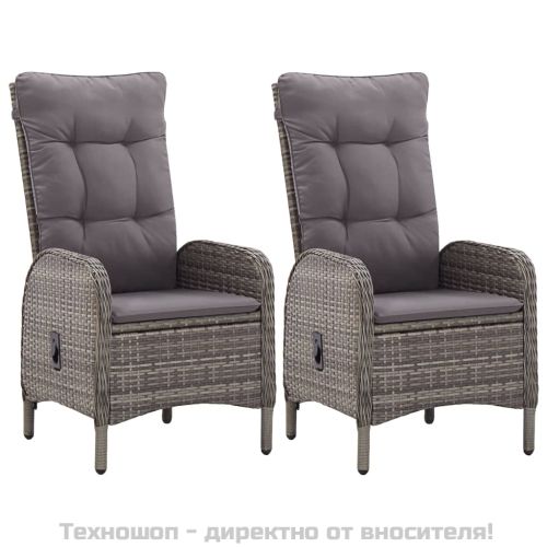 Външни столове, 2 бр, полиратан, сиви