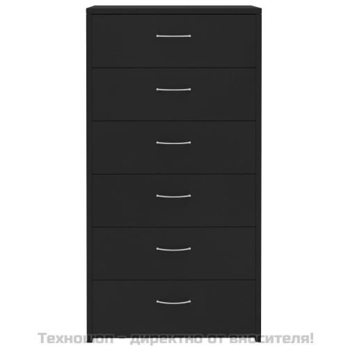 Бюфет с 6 чекмеджета, черен, 50x34x96 см, ПДЧ
