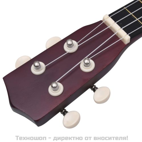 Комплект сопрано укулеле с калъф за деца естествен 21"