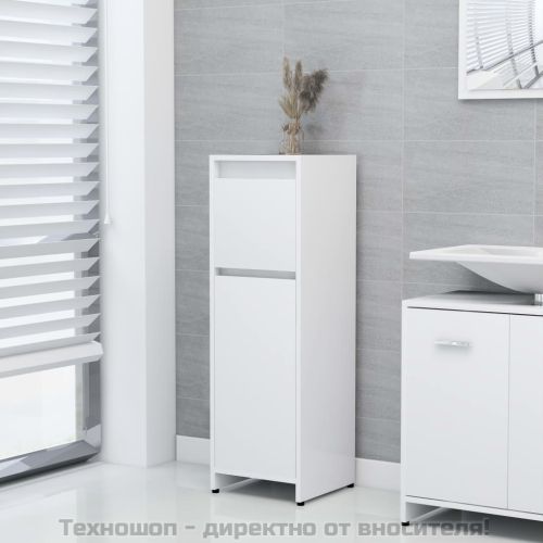 Шкаф за баня, бял, 30x30x95 см, инженерно дърво