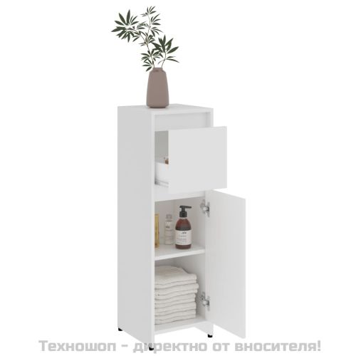 Шкаф за баня, бял, 30x30x95 см, инженерно дърво