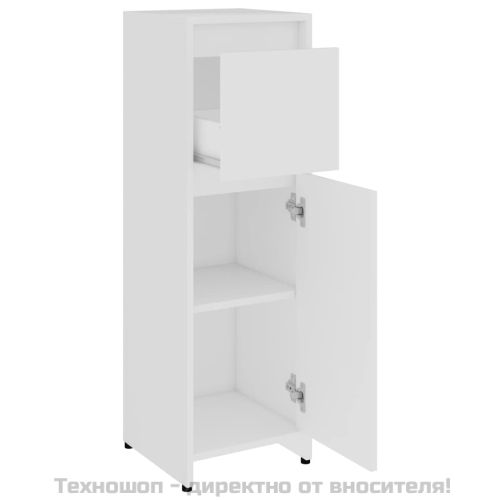 Шкаф за баня, бял, 30x30x95 см, инженерно дърво