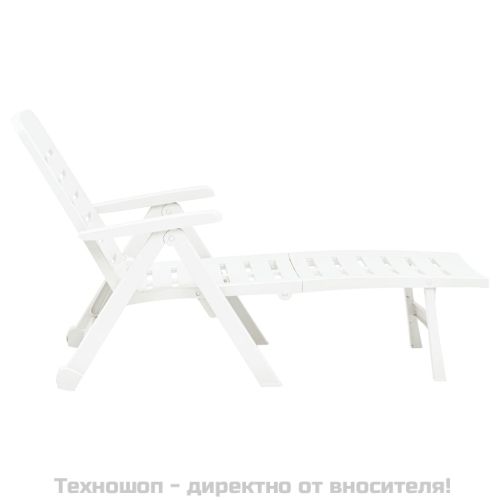 Сгъваем шезлонг, пластмаса, бял