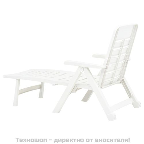 Сгъваем шезлонг, пластмаса, бял