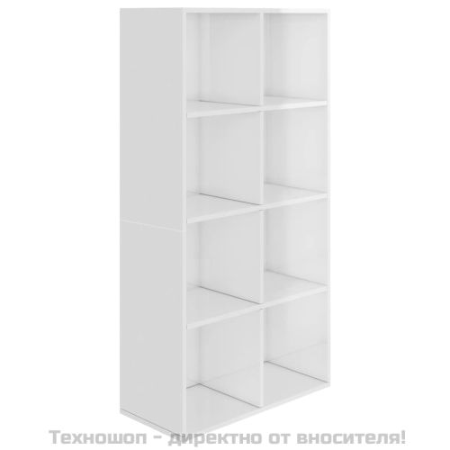 Библиотека/бюфет, бял гланц, 66x30x130 см, инженерно дърво