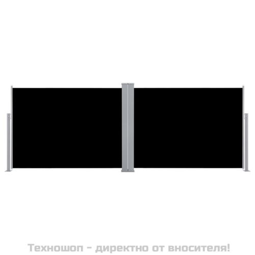 Прибираща се странична тента, черна, 100x1000 см