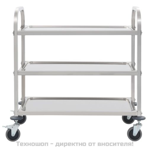 Кухненска количка с 3 рафта, 95x45x83,5 см, неръждаема стомана