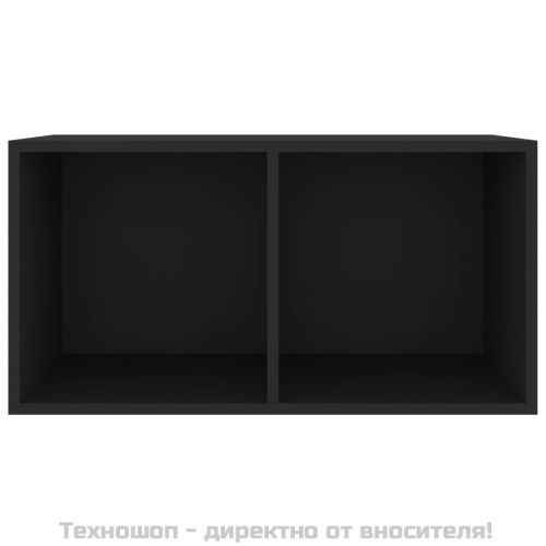 Шкаф за винилови плочи, черен, 71x34x36 см, инженерно дърво