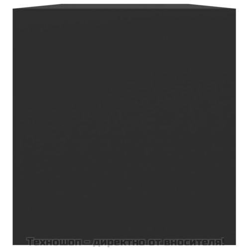 Шкаф за винилови плочи, черен, 71x34x36 см, инженерно дърво