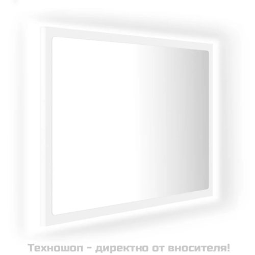 LED огледало за баня, бяло, 60x8,5x37 см, акрил