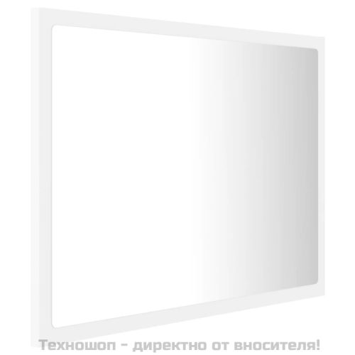 LED огледало за баня, бяло, 60x8,5x37 см, акрил