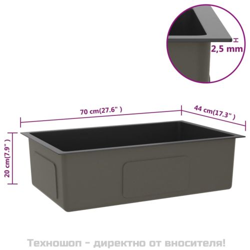 Ръчно изработена кухненска мивка, черна, неръждаема стомана