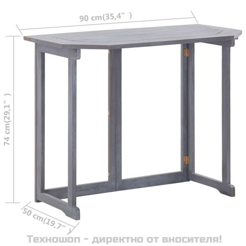 Сгъваема балконска маса, 90x50x74 см, акация масив