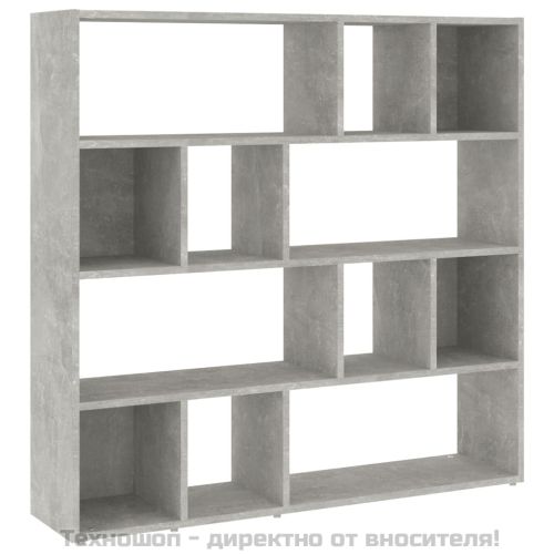 Библиотека/разделител за стая, бетонно сива, 105x24x102 см