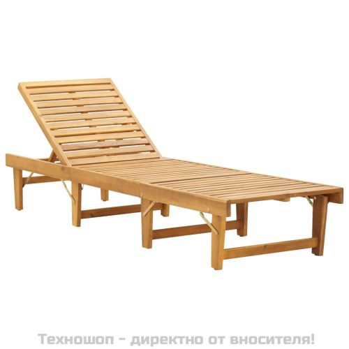 Сгъваем шезлонг с шалте, акациево дърво масив