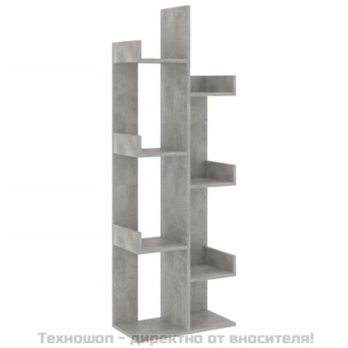 Библиотека, бетонно сива, 48x25,5x140 см, инженерно дърво