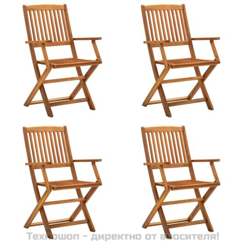 Сгъваеми градински столове, 4 бр, акация масив