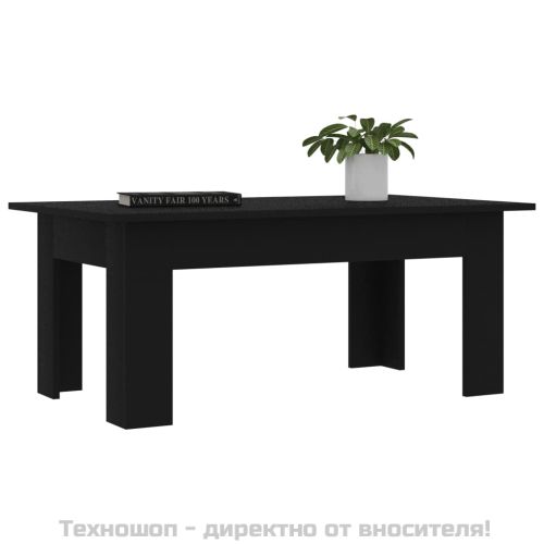 Маса за кафе, черна, 100x60x42 см, инженерно дърво