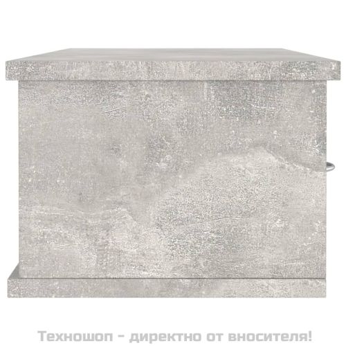 Стенен рафт с чекмеджета, бетонно сив, 88x26x18,5 см