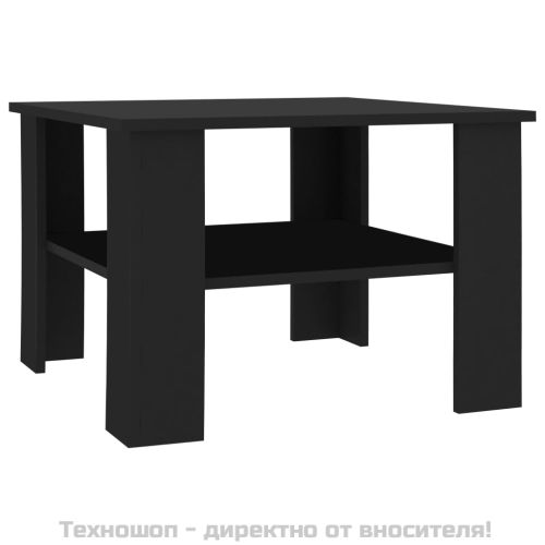 Маса за кафе, черна, 60x60x42 см, инженерно дърво