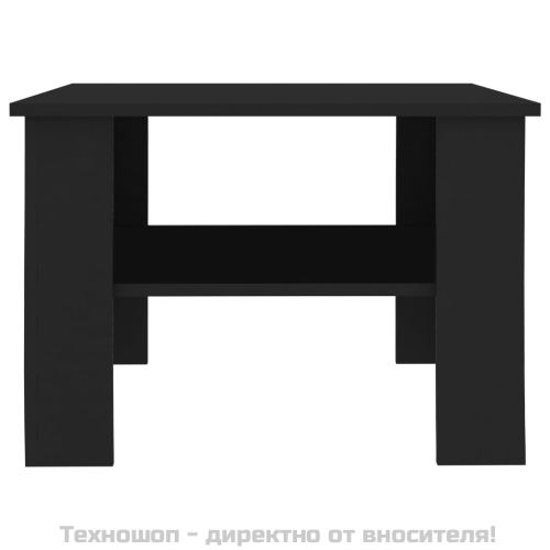 Маса за кафе, черна, 60x60x42 см, инженерно дърво