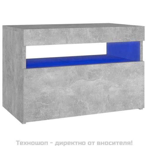 ТВ шкаф с LED осветление, бетонно сив, 60x35x40 см