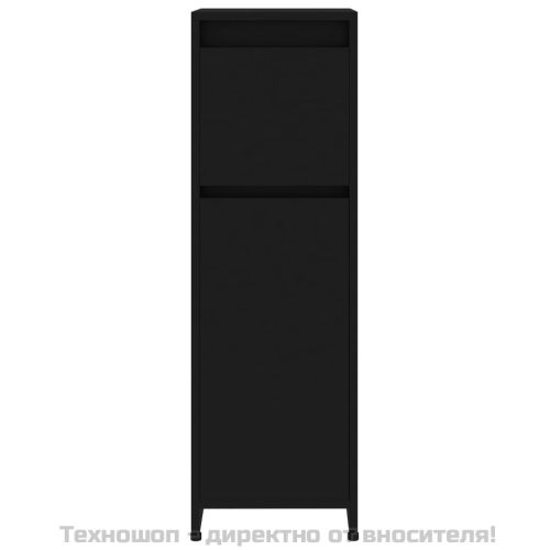 Шкаф за баня, черен, 30x30x95 см, инженерно дърво