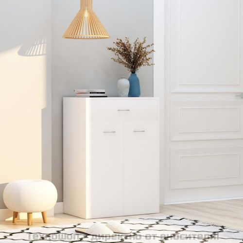 Шкаф за обувки, бял, 60x35x84 см, инженерно дърво