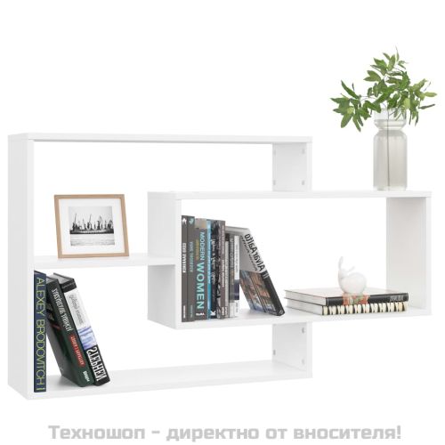 Стенни рафтове, бели, 104x20x58,5 см, инженерно дърво