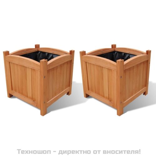 Дървени повдигнати лехи, 30х30х30 см, комплект от 2