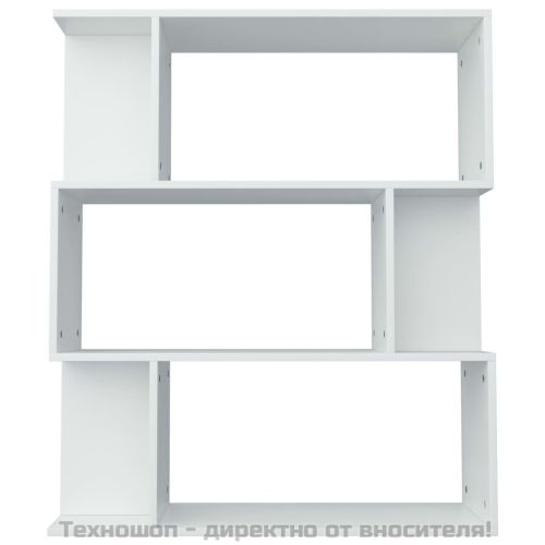 Библиотека/разделител за стая бяла 80x24x96 см инженерно дърво