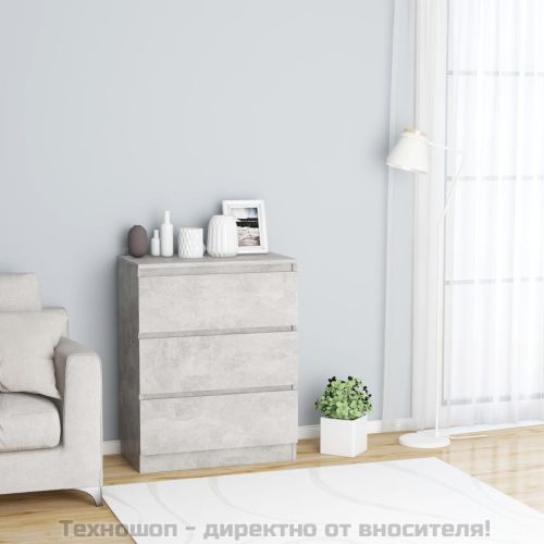 Сайдборд, бетонно сив, 60x35x76 см, инженерно дърво